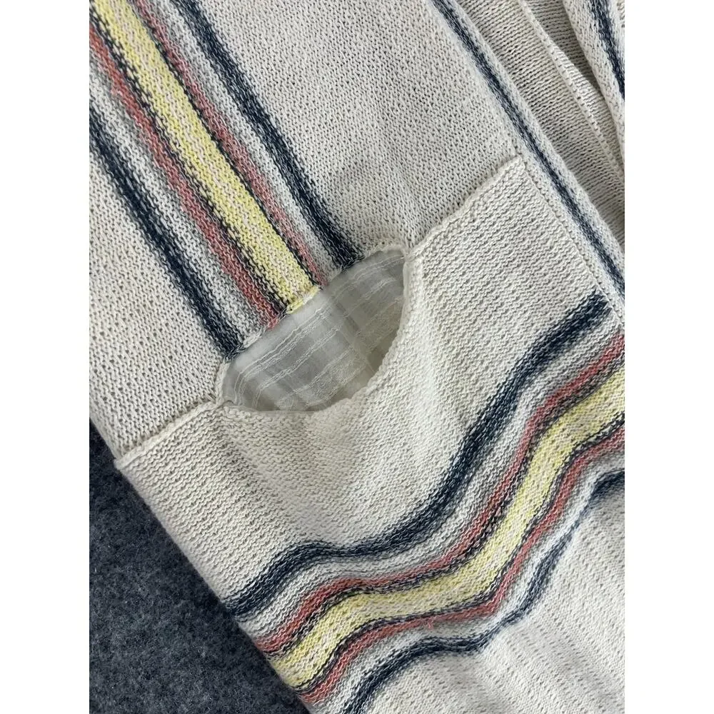 Free People Cardigan Women Xs Small Sweater Pockets Open Front Beige Ivory N84